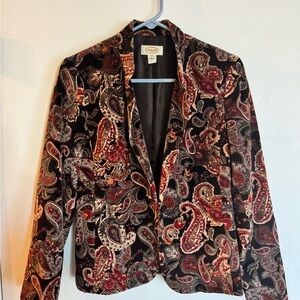 Talbots Red and Black Paisley Blazer